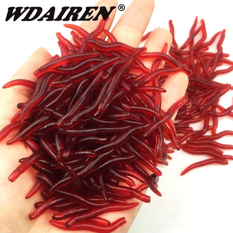 50 Pieces Soft Lure Fishing Simulation Red Worms