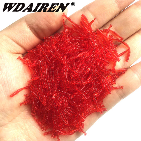 50 Pieces Fishing Lures Smell Red Worms 2 cm