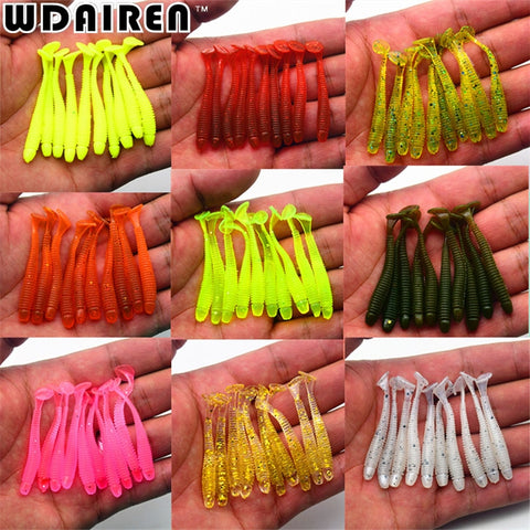 10 Pieces Fishing Lures 45mm 0.7g T tail Soft Bait Artificial Silicone